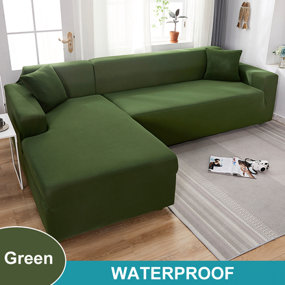 Waterproof Sofa Cover for Living Room - Elastic Solid L Shaped Corner Sofa Cover - Fits 1/2/3/4 Seater Sofa, Couch, Armchair