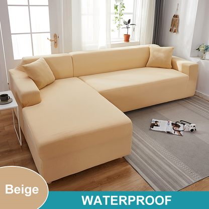 Waterproof Sofa Cover for Living Room - Elastic Solid L Shaped Corner Sofa Cover - Fits 1/2/3/4 Seater Sofa, Couch, Armchair