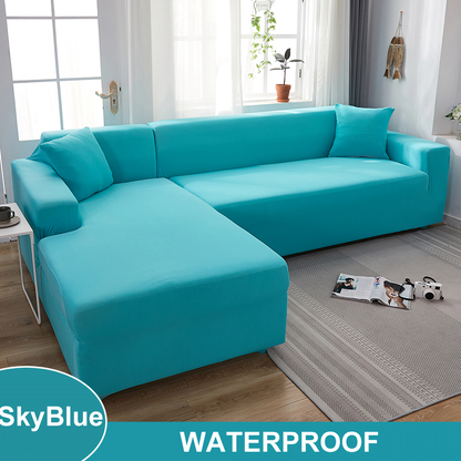 Waterproof Sofa Cover for Living Room - Elastic Solid L Shaped Corner Sofa Cover - Fits 1/2/3/4 Seater Sofa, Couch, Armchair