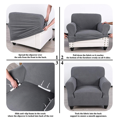 KAS Armchair Cover 4-Styles Elastic Sofa Cover Couch Covers for Living Room Stretchable Slipcover for Chairs - 1 Seater Chair Slip Cover