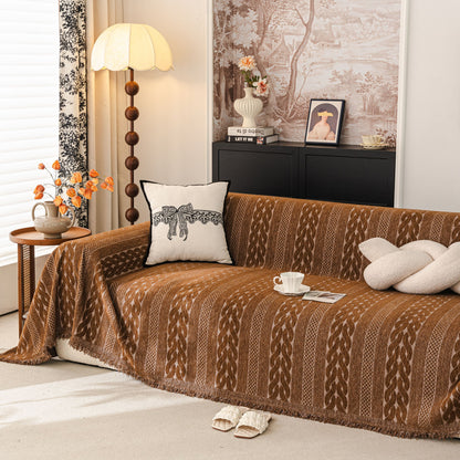 Sofa Cover Blanket Throw with Tassels, Decorative Furniture Protector for Dogs/Pets