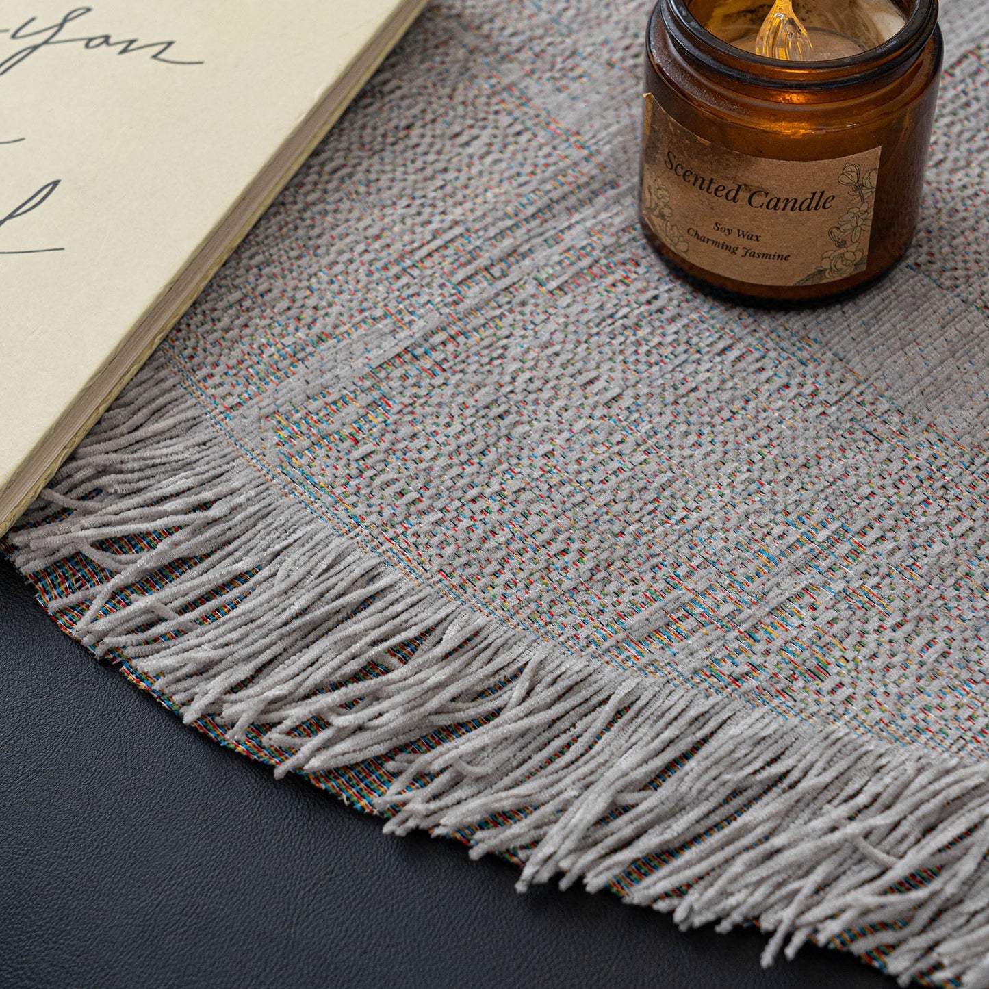 Chenille Sofa Cover Throw Blanket, Woven Textured Minimalist Wabi-Sabi Couch Cover