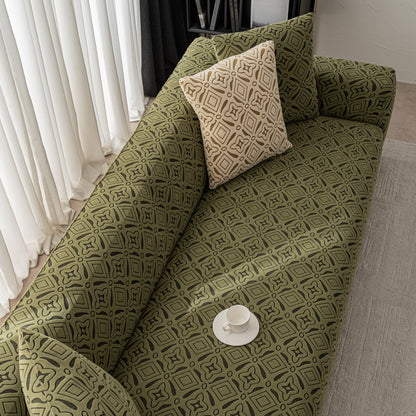 3D Jacquard Geometric Sofa Cover, High Stretch Soft Polar Fleece Slipcover for Couch