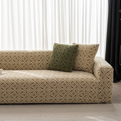 3D Jacquard Geometric Sofa Cover, High Stretch Soft Polar Fleece Slipcover for Couch
