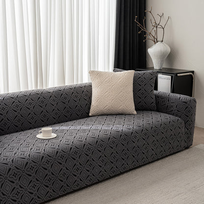 3D Jacquard Geometric Sofa Cover, High Stretch Soft Polar Fleece Slipcover for Couch