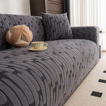 Plush Fleece Stretch Sofa Cover, Super Soft Textured Geometric Couch Slipcover