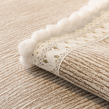 Soft Chenille Sectional Sofa Cover with Pom Pom Trim – Non-Slip Couch Protector