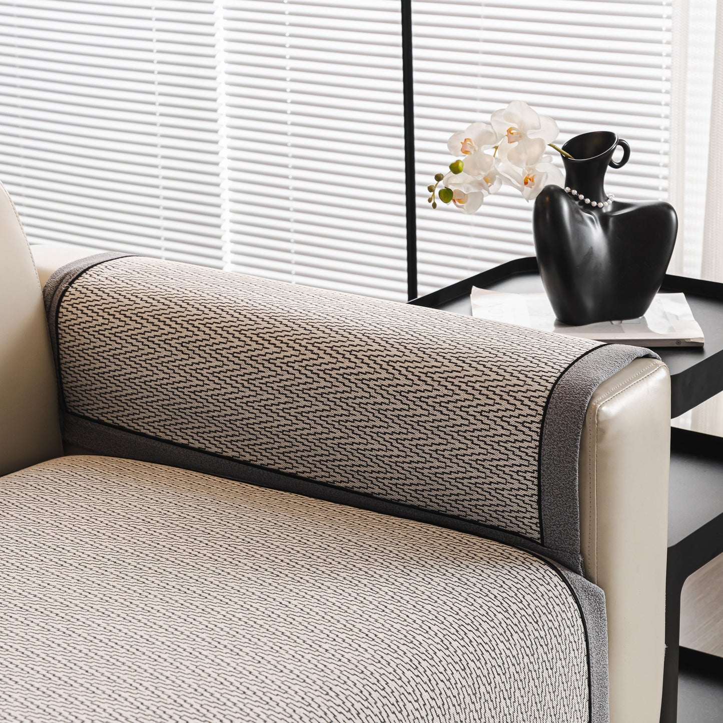 Herringbone Couch Protector for Pets, Non-Slip Washable Sectional Couch Covers