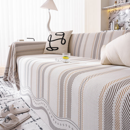 Modern Geometric Cooling Sofa Blanket, Soft & Breathable Striped Couch Throw Cover
