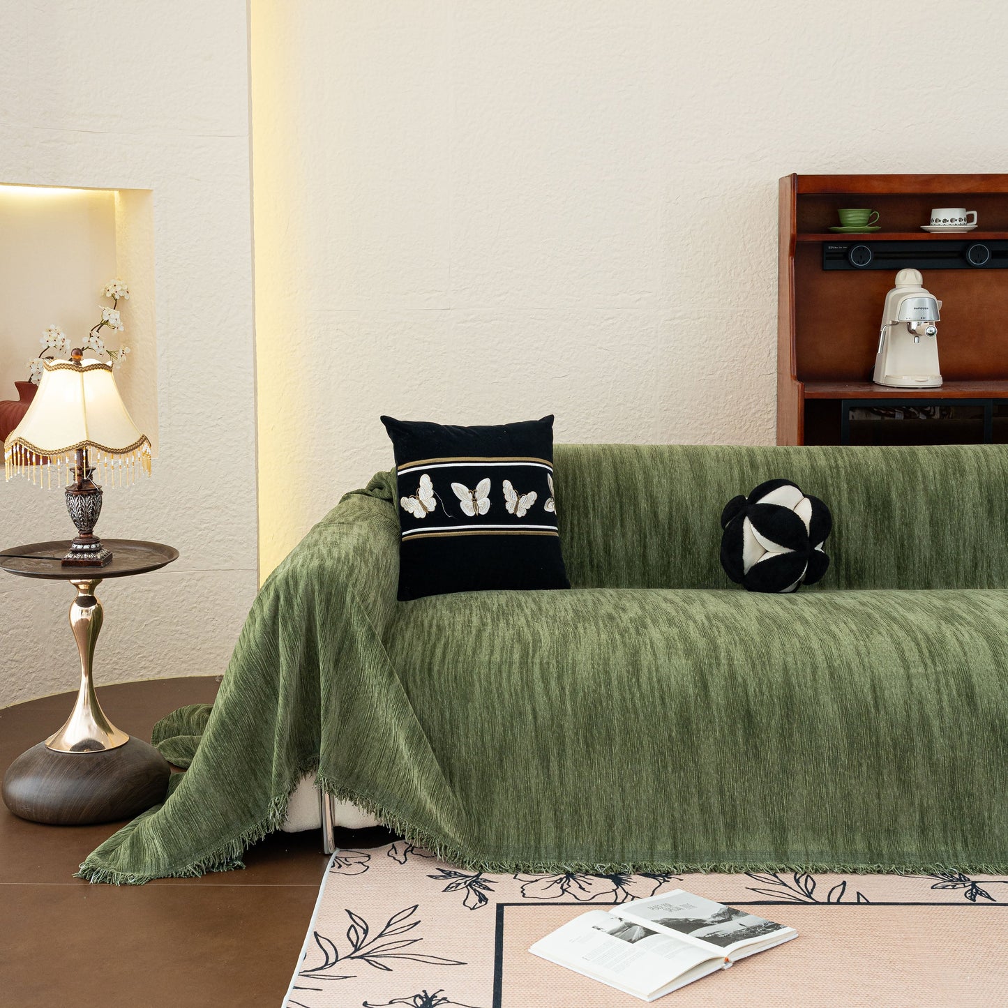 Washable Textured Sofa Cover Throw for Pets, Dogs Furniture Protector with Tassels