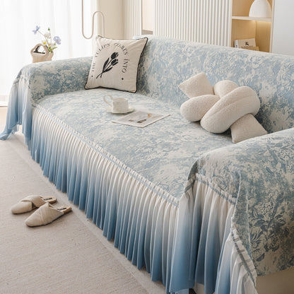 French Chic Style Ruffle Rose Cover Throw for Sofas, Decorative Sectional Covers
