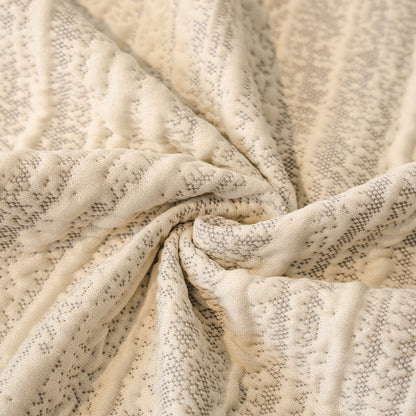 Ribbed Washable Sofa Cover, High Stretch Striped Couch Slipcover with Tie Straps