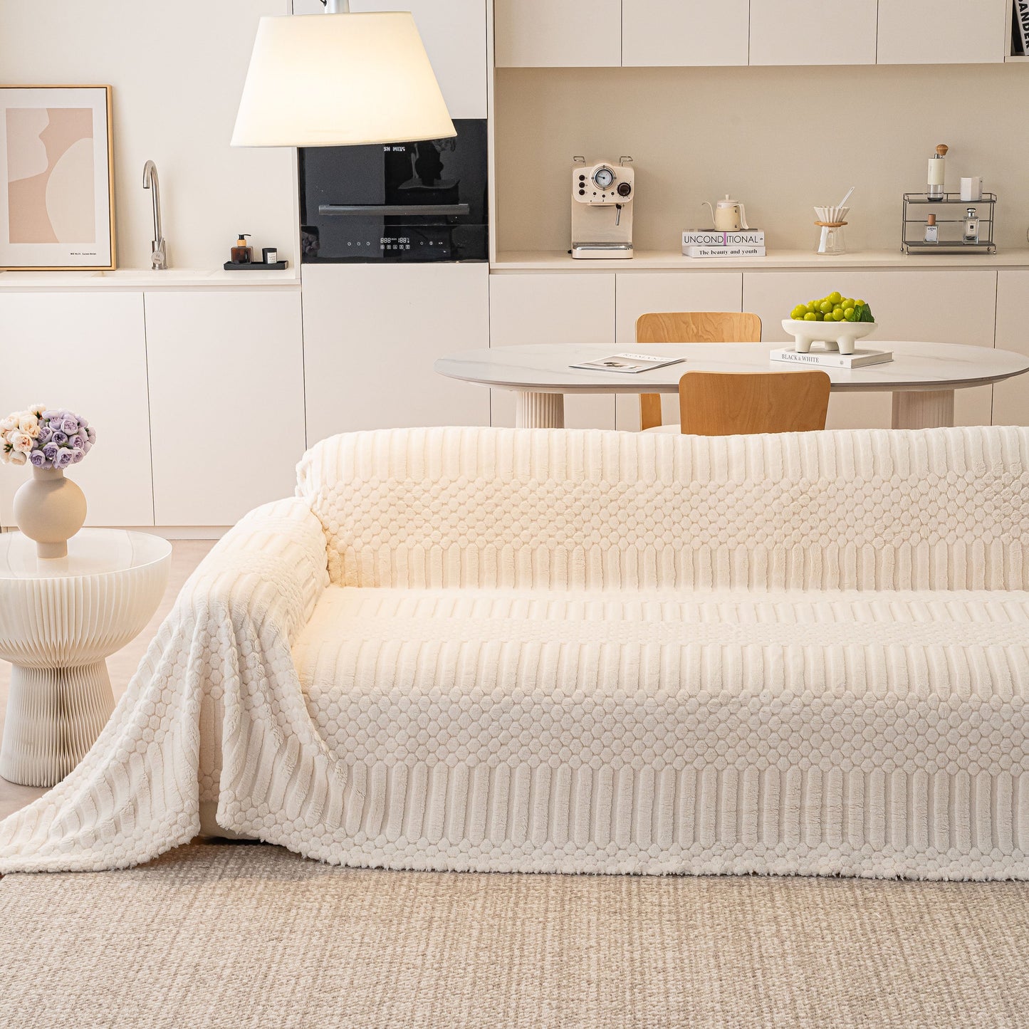 Boho 3D Geometric Throw Blanket for Couch, Luxurious Velvety Plush Fleece Sofa Cover