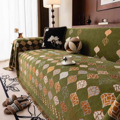 Boho Geometric Sofa Slipcovers Chenille Scratch Resistant Couch Protective Covers