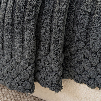 Boho 3D Geometric Throw Blanket for Couch, Luxurious Velvety Plush Fleece Sofa Cover