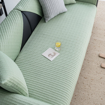 Geometric Textured Couch Slipcover Protector Non-Slip Ice Silk Sofa Cover for Couch