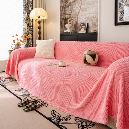 Plush Fleece Washable Sofa Throw Blanket, Soft & Cozy Furniture Protector for Couch