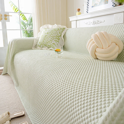 3D Bubble Textured Furniture Protector Throw Cover, Cooling Soft Woven Couch Cover