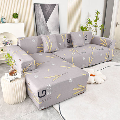 Boho Printed Sofa Slipcover, Stretch Furniture Protector for Sectional L-Shaped Sofa