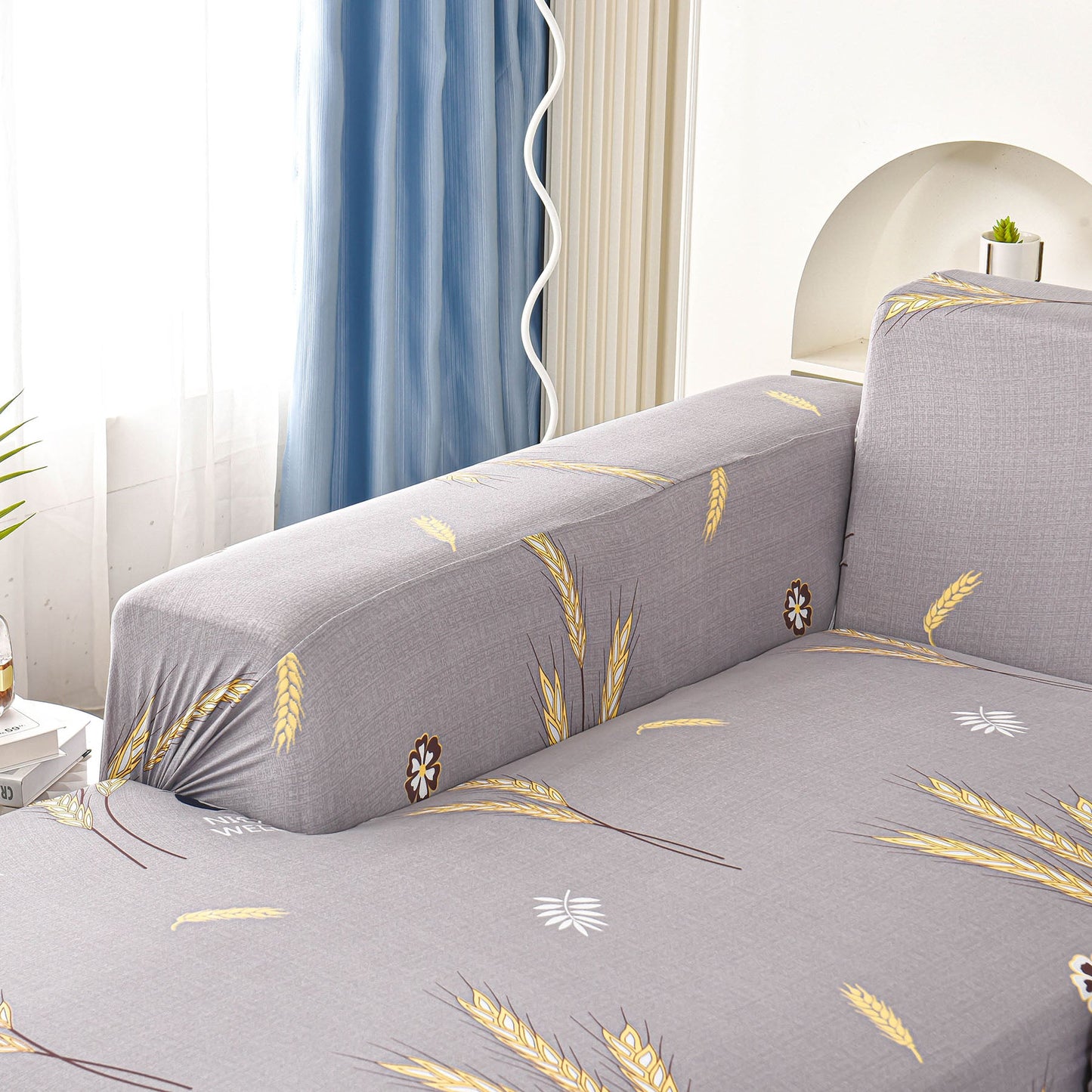 Boho Printed Sofa Slipcover, Stretch Furniture Protector for Sectional L-Shaped Sofa