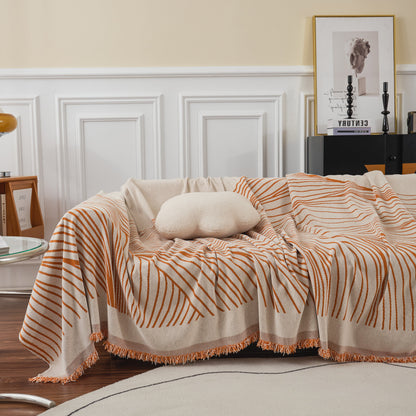 Chenille Striped Sofa Throw Blanket, Furniture Throw Covers Living Room Couch Cover