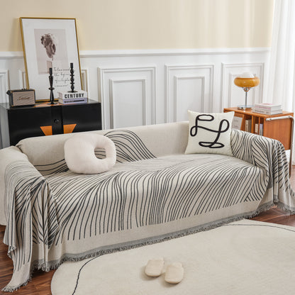 Chenille Striped Sofa Throw Blanket, Furniture Throw Covers Living Room Couch Cover