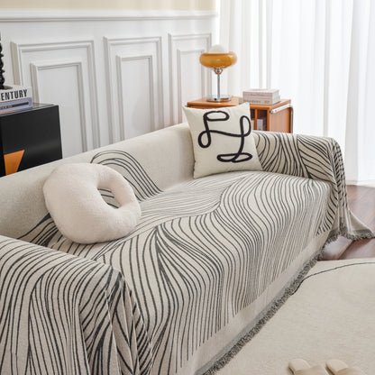 Chenille Striped Sofa Throw Blanket, Furniture Throw Covers Living Room Couch Cover