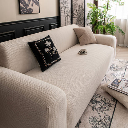 High Stretch Wheat Ear Embossed Textured Couch Slipcover, Water Repellent Sofa Cover