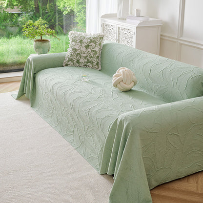 Embossed Leaf Pattern Sofa Cover Blanket for Couch, Soft Cooling Textured Couch Cover