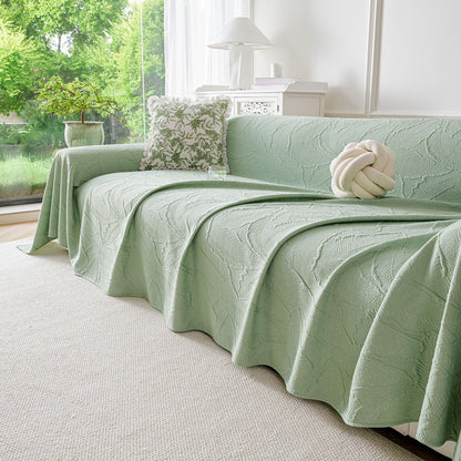 Embossed Leaf Pattern Sofa Cover Blanket for Couch, Soft Cooling Textured Couch Cover