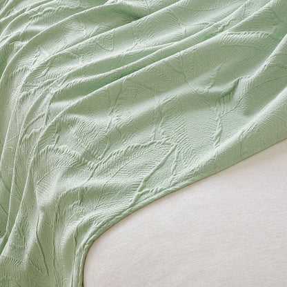 Embossed Leaf Pattern Sofa Cover Blanket for Couch, Soft Cooling Textured Couch Cover
