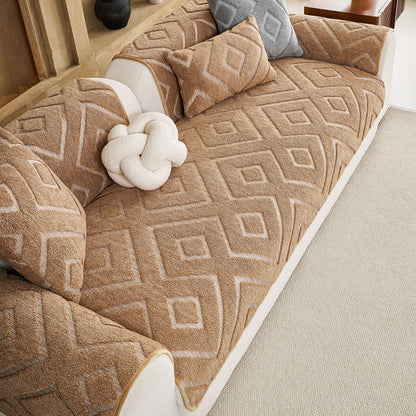 Thick Sherpa Sofa Protector Cover, Warm Plush Couch Cover for Seat, Backrest & Armrest