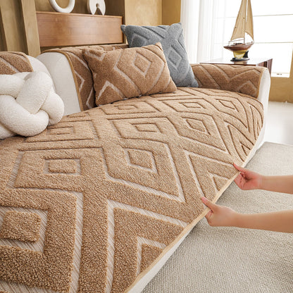 Thick Sherpa Sofa Protector Cover, Warm Plush Couch Cover for Seat, Backrest & Armrest