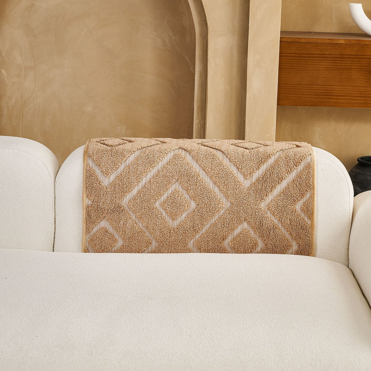 Thick Sherpa Sofa Protector Cover, Warm Plush Couch Cover for Seat, Backrest & Armrest