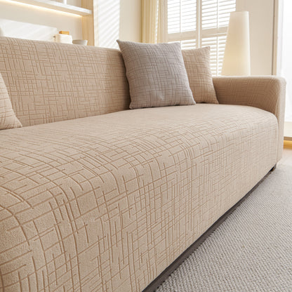 Embossed Lines Couch Covers Stretchable Non-Slip & Washable Sofa Slipcovers