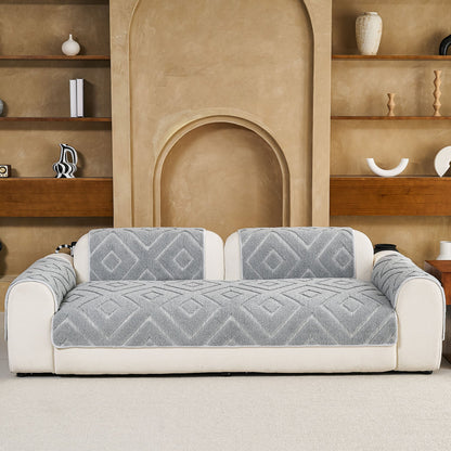 Thick Sherpa Sofa Protector Cover, Warm Plush Couch Cover for Seat, Backrest & Armrest