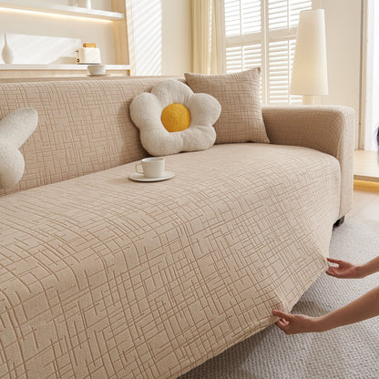Embossed Lines Couch Covers Stretchable Non-Slip & Washable Sofa Slipcovers