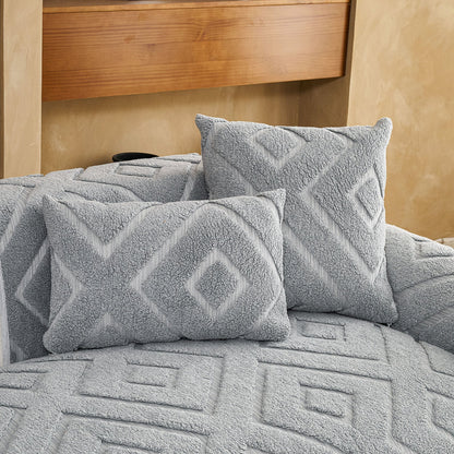 Thick Sherpa Sofa Protector Cover, Warm Plush Couch Cover for Seat, Backrest & Armrest
