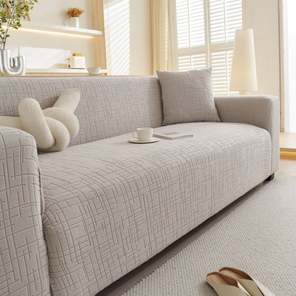 Embossed Lines Couch Covers Stretchable Non-Slip & Washable Sofa Slipcovers