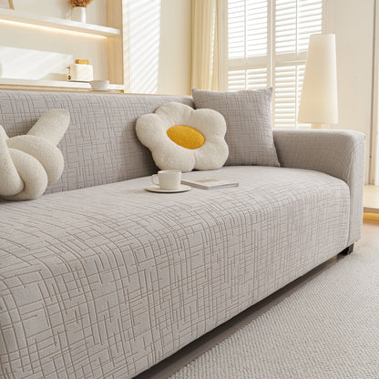 Embossed Lines Couch Covers Stretchable Non-Slip & Washable Sofa Slipcovers