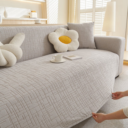 Embossed Lines Couch Covers Stretchable Non-Slip & Washable Sofa Slipcovers