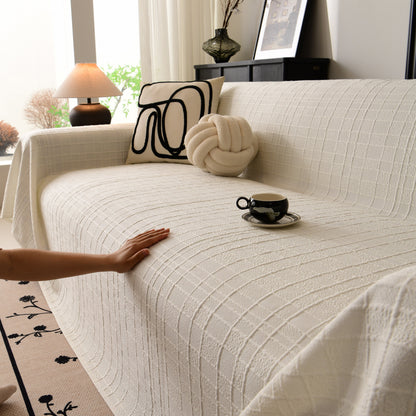 Sofa Cover Throw with Subtle Textured Stripes Lightweight Smooth Couch Slipcover