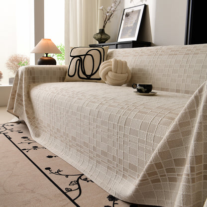 Sofa Cover Throw with Subtle Textured Stripes Lightweight Smooth Couch Slipcover