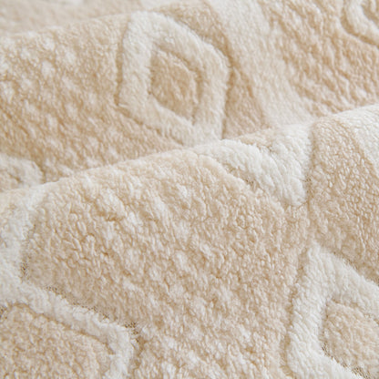 Thickened Plush Sofa Cover, Textured Geometric Couch Protector with Non-Slip Backing