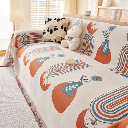 Decorative Throw Blankets for Couch Reversible Chenille Furniture Throw Covers for Sectional Sofa