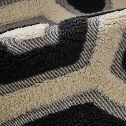 Sherpa Fleece Geometric Sofa Cover, Non-Slip Warm Couch Protector for Pets & Kids