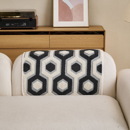 Sherpa Fleece Geometric Sofa Cover, Non-Slip Warm Couch Protector for Pets & Kids