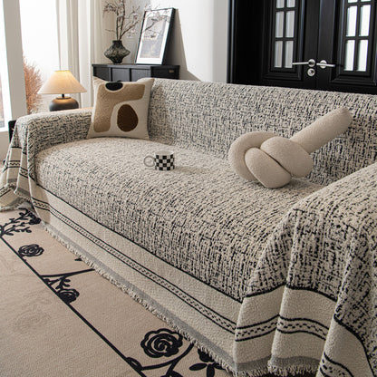Textured Woven Furniture Protector for Couch, Rustic Farmhouse Sofa Throw Blanket