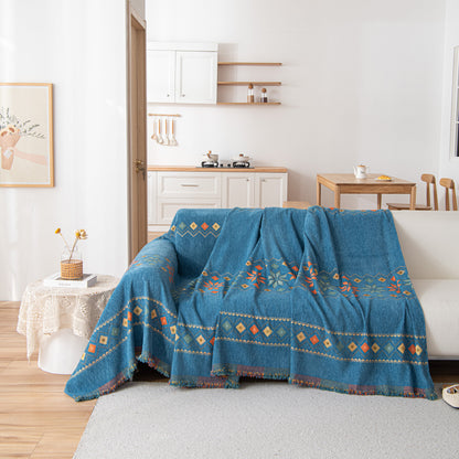 Bohemian Geometric Sofa Throw Cover, Cozy & Protective Ethnic-Inspired Couch Cover