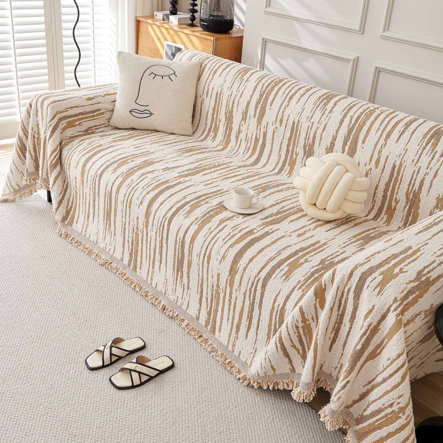 Reversible Sofa Throw Blanket, Couch Cover Sofa Slipcover for Most Shape Sofas